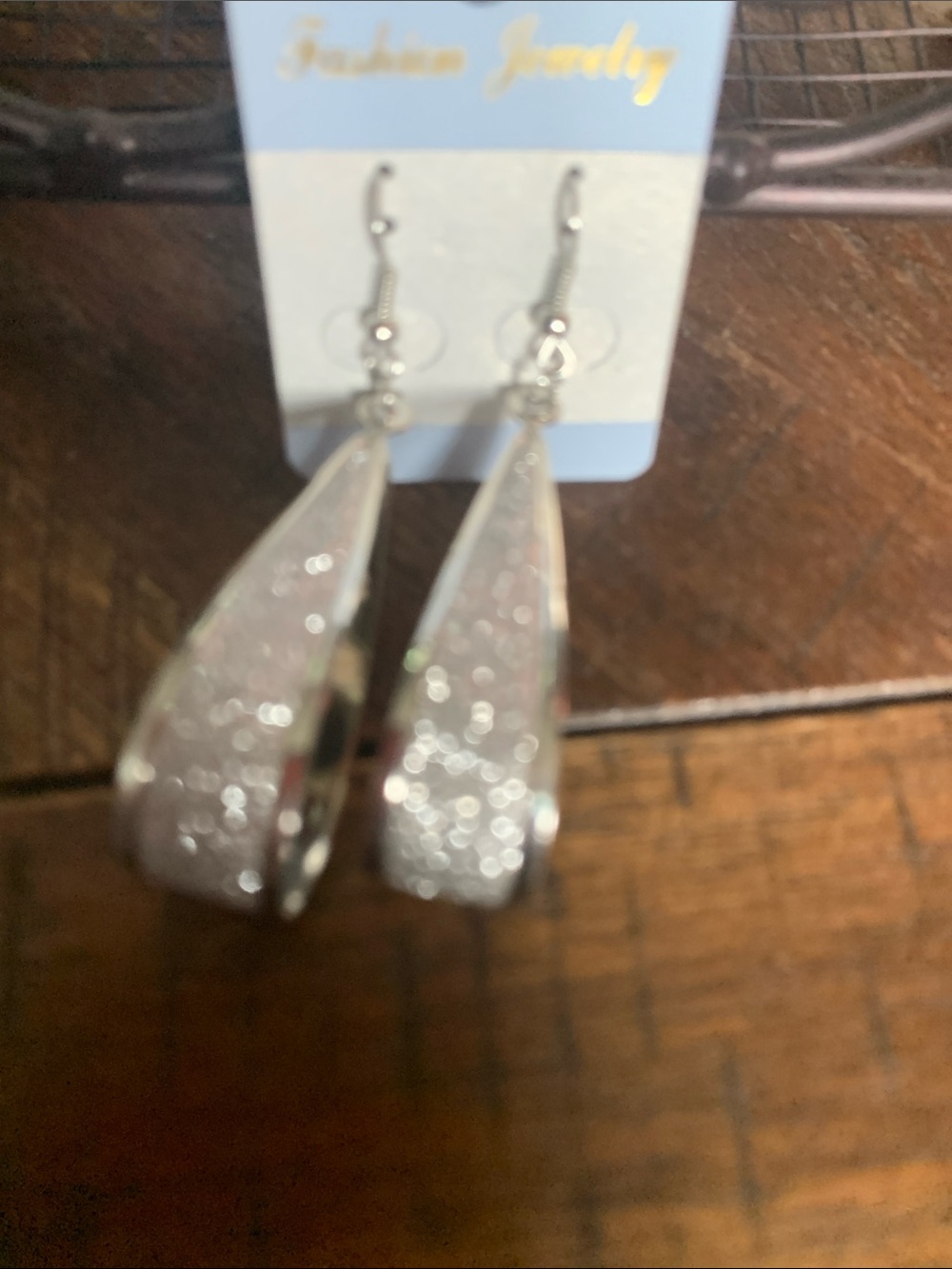 Fashion Jewelry Silver Sparkle Teardrop Dangle Earrings